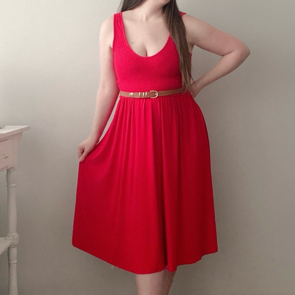 Zara Dresses & Skirts - Zara red midi dress with crochet top